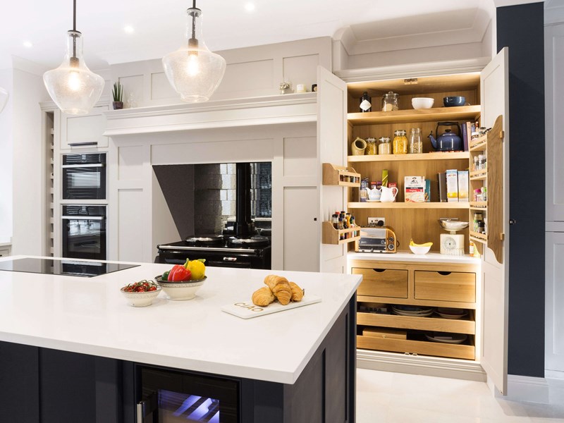 现代摇床厨房与蓝岛